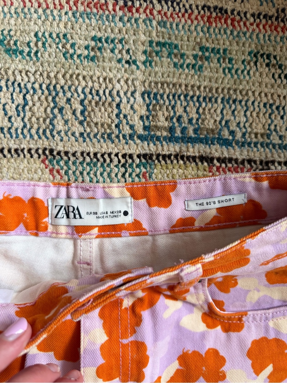 ZARA FLORAL DENIM SHORTS - Picture 3 of 4